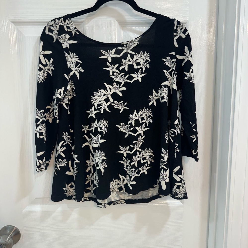 Floral Black and White Women's Top